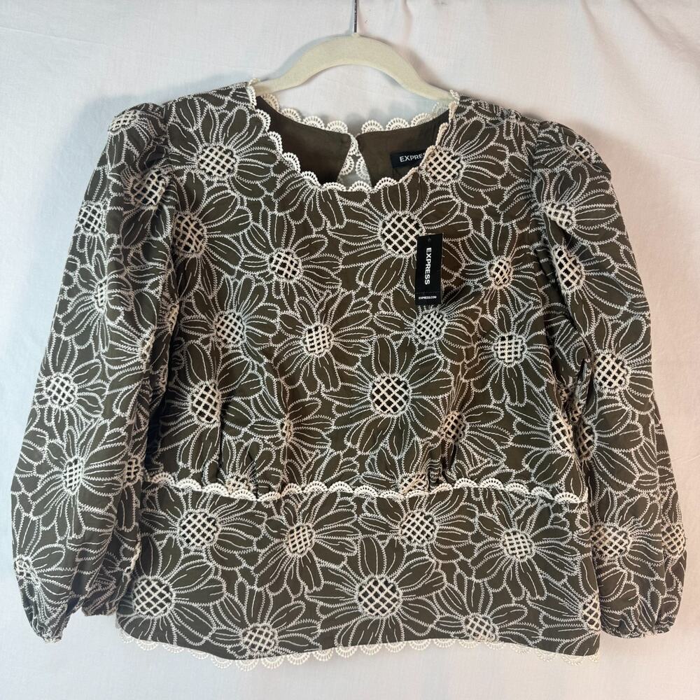 Express Embroidered Eyelet Open Back Top Size Extra Large, XL, Vacation, Boho